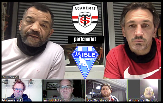 Signature à distance de la convention entre la JA Isle Rugby et la Stade Toulousain Académie, le 16 décembre 2020